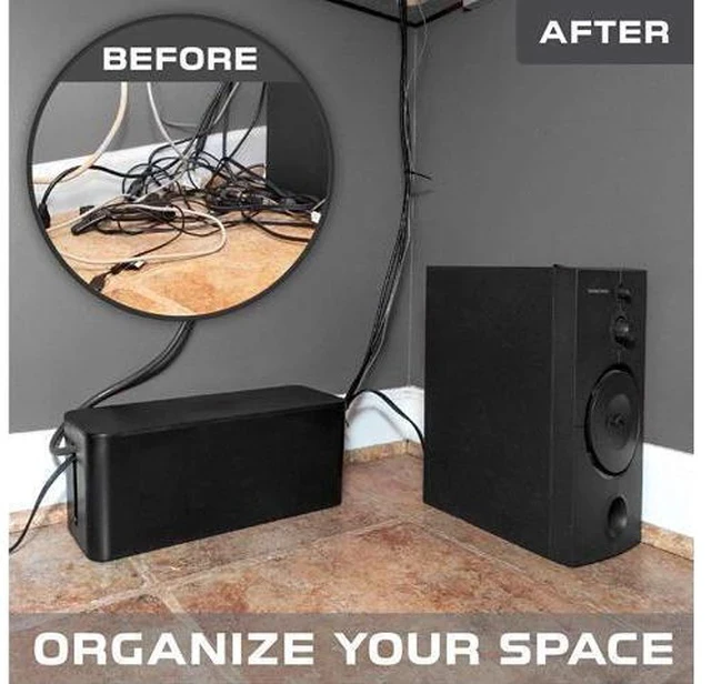 Alt view image 4 of 7 - Cable Cable Management Box, 2 Pack - Cord Organizer and Hider for Wires, Power Strips, Surge Protectors & More - Includes Cable Sleeve, Hook and Loop Keepers, Zip Ties & Clips