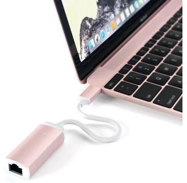 Main image of Satechi USB C to Ethernet Cable, Type-C Gigabit Ethernet Adapter, Aluminum Portable Ethernet-to-USB Converter for MacBook Pro/Air, iPad Pro/Air/Mini, Windows Laptop, Compatible with Switch (Rose Gold)