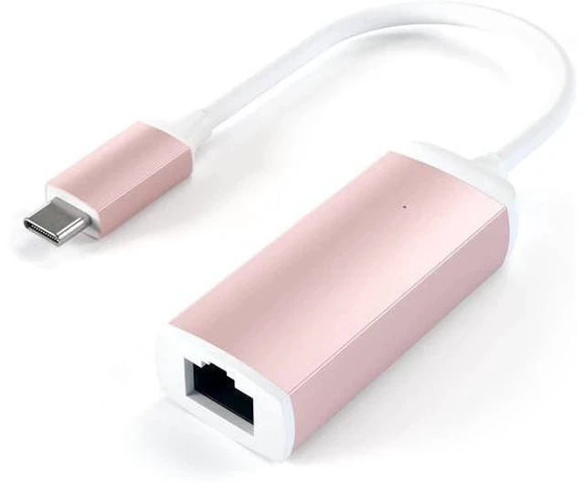 Alt view image 2 of 5 - Satechi USB C to Ethernet Cable, Type-C Gigabit Ethernet Adapter, Aluminum Portable Ethernet-to-USB Converter for MacBook Pro/Air, iPad Pro/Air/Mini, Windows Laptop, Compatible with Switch (Rose Gold)