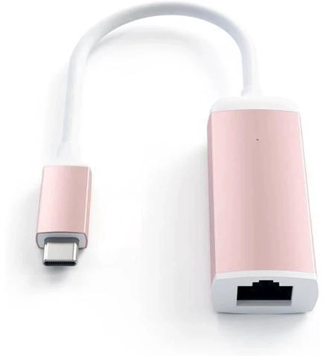 Alt view image 4 of 5 - Satechi USB C to Ethernet Cable, Type-C Gigabit Ethernet Adapter, Aluminum Portable Ethernet-to-USB Converter for MacBook Pro/Air, iPad Pro/Air/Mini, Windows Laptop, Compatible with Switch (Rose Gold)