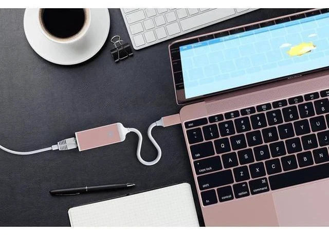 Alt view image 5 of 5 - Satechi USB C to Ethernet Cable, Type-C Gigabit Ethernet Adapter, Aluminum Portable Ethernet-to-USB Converter for MacBook Pro/Air, iPad Pro/Air/Mini, Windows Laptop, Compatible with Switch (Rose Gold)