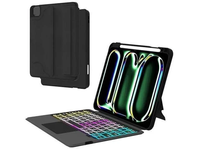 Alt view image 6 of 7 - for iPad Pro 11 inch (M4) 2024 Detachable Keyboard Case : 3 Zone 7 Colors Backlit Magnetic Keyboard with Trackpad - Wireless Keyboard Folio Book Cover with Pencil Holder for 2024 iPad Pro 11" M4