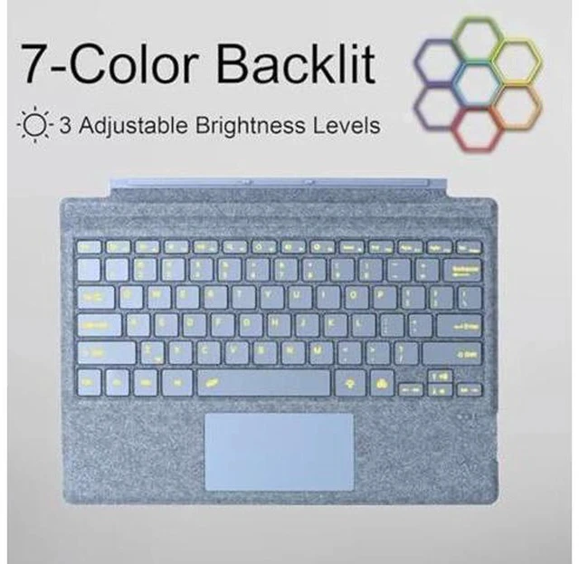 Alt view image 4 of 7 - Zoof Type Cover for Microsoft Surface Pro 7 Plus/Pro 7, 12.3 inch, Ultra-Slim Wireless Tablet Keyboard with Multi Touchpad Bluetooth (Ice Blue with Backlit)