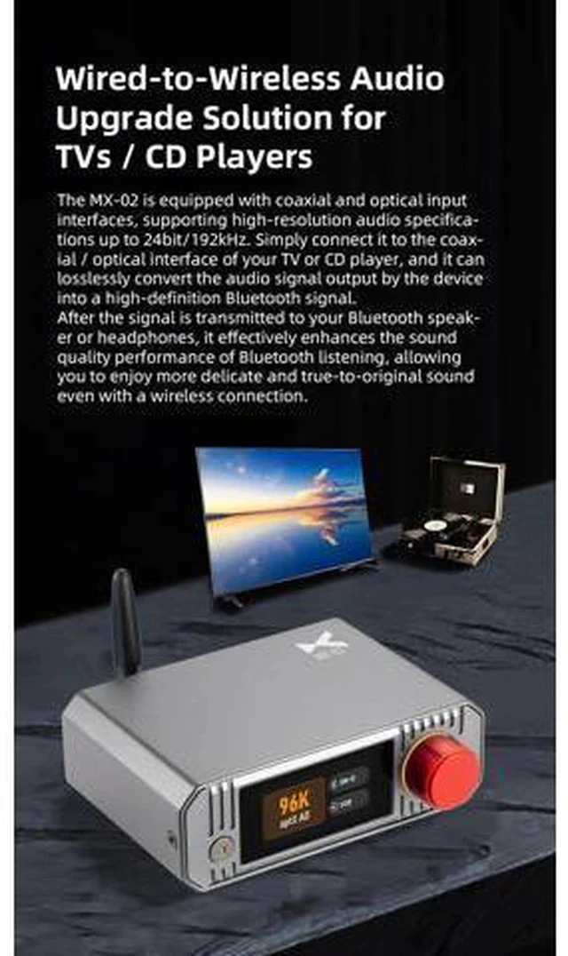 Alt view image 6 of 6 - MX-02 HD Bluetooth 5.4 Transmitter Supports 24bit/192kHz Wireless USB Audio Converter
