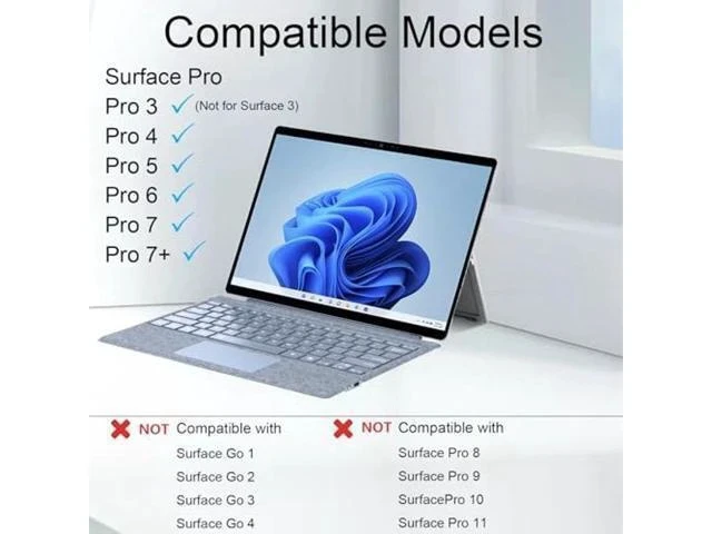 Alt view image 7 of 7 - Zoof Type Cover for Microsoft Surface Pro 7 Plus/Pro 7, 12.3 inch, Ultra-Slim Wireless Tablet Keyboard with Multi Touchpad Bluetooth (Ice Blue with Backlit)