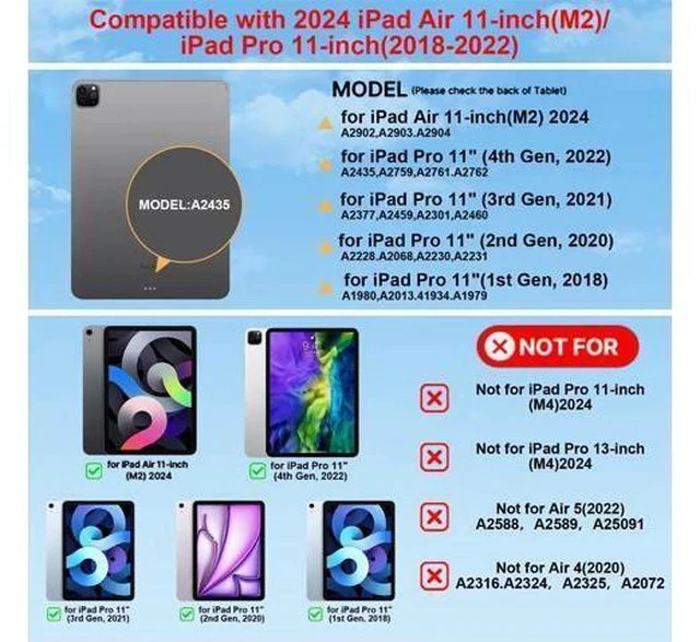 Alt view image 2 of 7 - For iPad Pro 11 inch Case with Keyboard,Keyboard Case for iPad Air 11 inch (M2) 2024 & iPad Pro 11 inch (1st/2nd/3rd/4th Gen)&ipad Air(4rd/5th Gen),Magic-Style Magnetic - Backlit Keyboard (White)