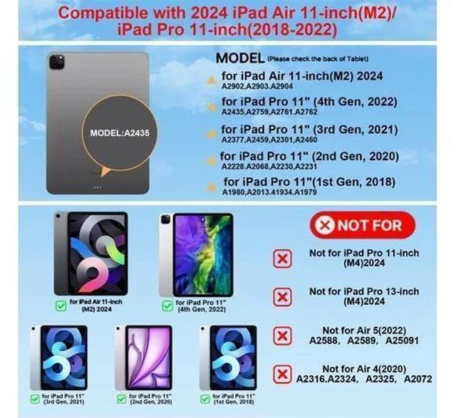 Alt view image 7 of 7 - For iPad Pro 11 inch Case with Keyboard,Keyboard Case for iPad Air 11 inch (M2) 2024 & iPad Pro 11 inch (1st/2nd/3rd/4th Gen)&ipad Air(4rd/5th Gen),Magic-Style Magnetic - Backlit Keyboard (White)