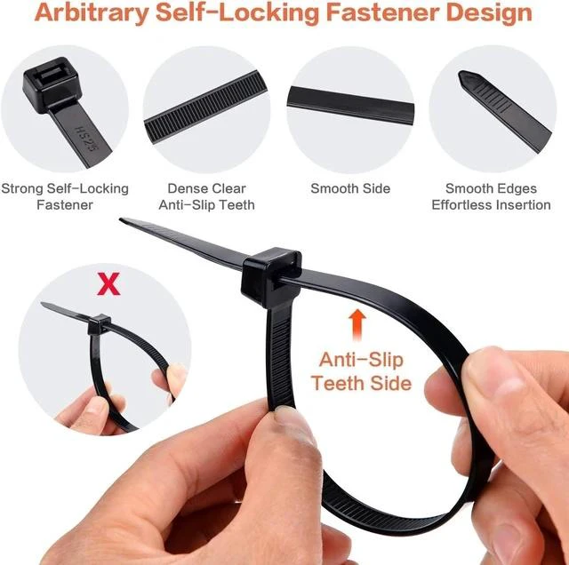 Alt view image 3 of 7 - Zip Ties Assorted Sizes 700 Pack 4+6+8+10+12 Inch Cable Ties Heavy Duty 40lbs Plastic Wire Ties UV Resistant Zipties Black Small Zip Tie Wraps Assortment Cord Management for Home Office Gardening