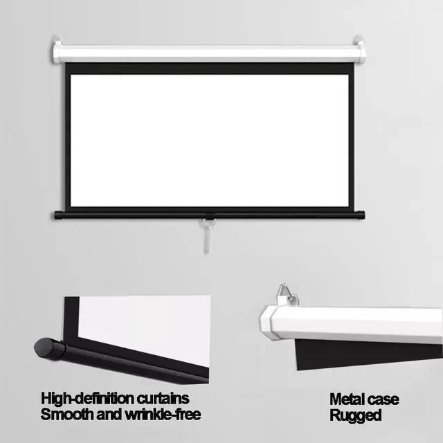 Alt view image 3 of 7 - Manual Projector Screen Retractable 72inch, Portable Projector Screen Pull Down HD Projector Screen with Auto Lock Anti-Crease(72inch(182cm)-4:3)