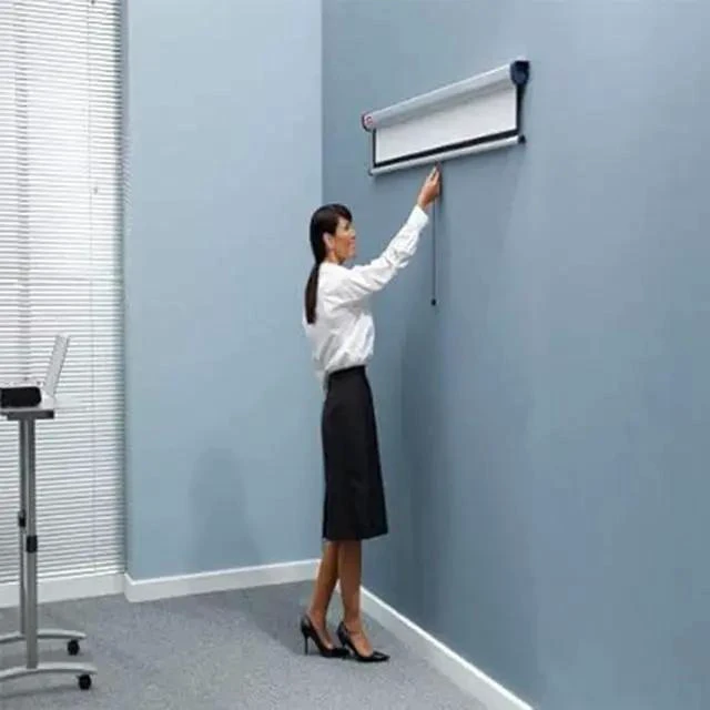 Alt view image 4 of 7 - Manual Projector Screen Retractable 72inch, Portable Projector Screen Pull Down HD Projector Screen with Auto Lock Anti-Crease(72inch(182cm)-4:3)