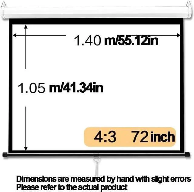 Alt view image 6 of 7 - Manual Projector Screen Retractable 72inch, Portable Projector Screen Pull Down HD Projector Screen with Auto Lock Anti-Crease(72inch(182cm)-4:3)