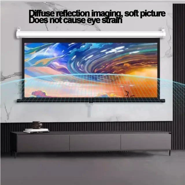 Alt view image 7 of 7 - Manual Projector Screen Retractable 72inch, Portable Projector Screen Pull Down HD Projector Screen with Auto Lock Anti-Crease(72inch(182cm)-4:3)