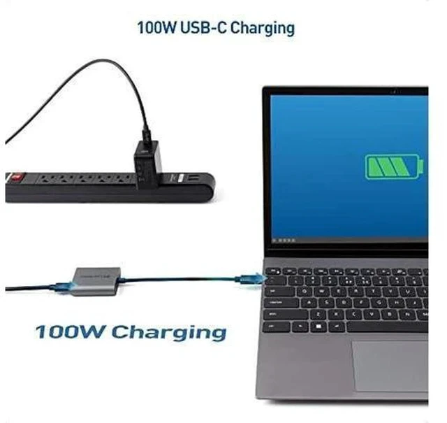 Alt view image 5 of 7 - Cable Matters USB C to 2.5 Gigabit Ethernet Adapter with Charging 100W, 2.5g Ethernet to USB-C Adapter (2.5gbps Ethernet Port) - Compatible with MacBook Pro, iPad Pro, XPS, Microsoft Surface Pro