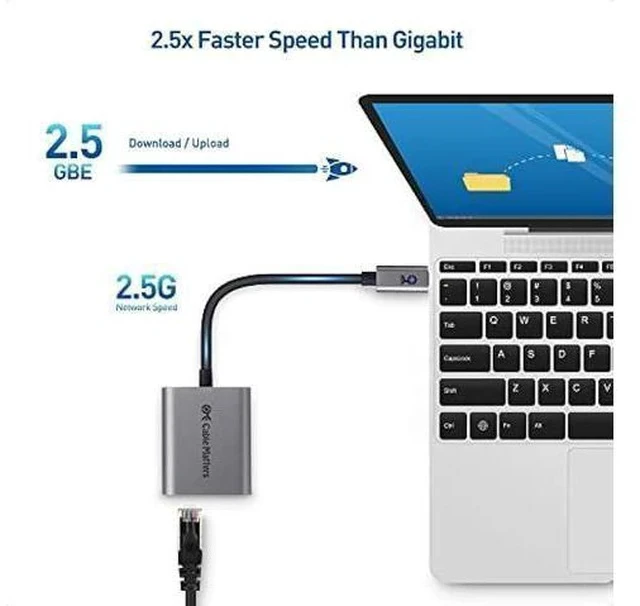 Alt view image 3 of 7 - Cable Matters USB C to 2.5 Gigabit Ethernet Adapter with Charging 100W, 2.5g Ethernet to USB-C Adapter (2.5gbps Ethernet Port) - Compatible with MacBook Pro, iPad Pro, XPS, Microsoft Surface Pro