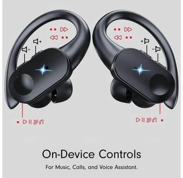 Alt view image 5 of 5 - Bluetooth Headphones with Wireless Charging, Wireless Earbuds 80Hrs Playback Sport Ear Buds with Earhook LED Display Charging Case IPX7 Waterproof Earbud Deep Bass Running Earphones for iOS Android