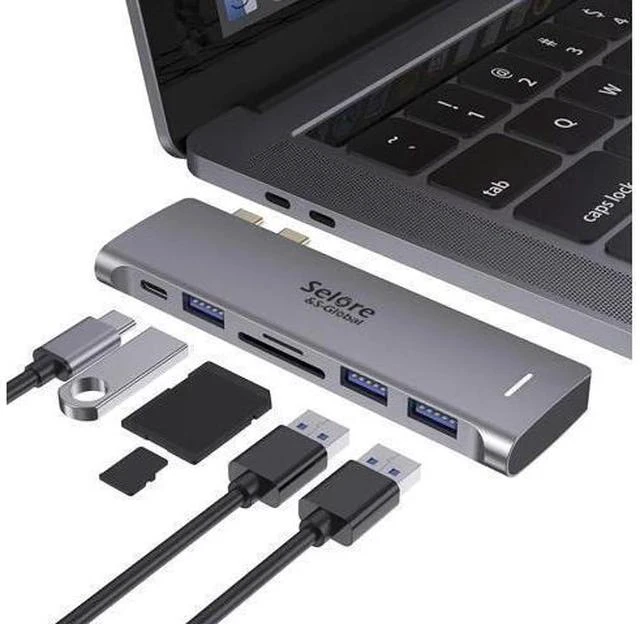 Main image of USB C Adapter for MacBook Pro/MacBook Air M1 M2 M3 2021 2020 2019 13" 15" 16", 6 in 1 USB-C Hub MacBook Pro Accessories with 3 USB 3.0 Ports,USB C to SD/TF Card Reader and 100W Thunderbolt 3 PD Port