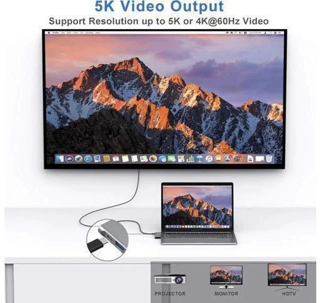 Alt view image 5 of 7 - USB C Adapter for MacBook Pro/MacBook Air M1 M2 M3 2021 2020 2019 13" 15" 16", 6 in 1 USB-C Hub MacBook Pro Accessories with 3 USB 3.0 Ports,USB C to SD/TF Card Reader and 100W Thunderbolt 3 PD Port