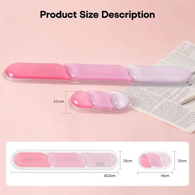 Alt view image 7 of 7 - CloudGel Wrist Rest for Keyboard and Mouse, 2 Pieces | Silicone Wrist Support, Anti-Slip Rubber Bottom, Ergonomic Design, Suitable for Office/Computer/Laptop/Gaming (Pink)