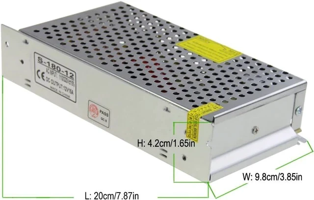 Alt view image 5 of 7 - 12V 15A 180W Power Supply Transformer Switch AC 110V / 220V to DC 12V 15amp Switching Power Adapter Converter LED Driver for LED Strip Light CCTV Camera Security System