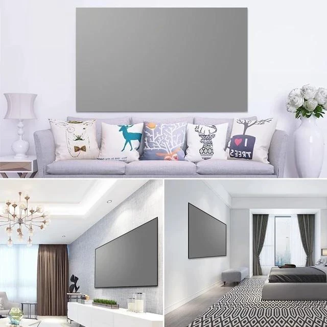 Alt view image 2 of 5 - Projector Screen Screen Portable Projector Screen Simple Curtain Anti-Light 16:9 Projector Screens for Home Outdoor Office Smart Home(60 inch)