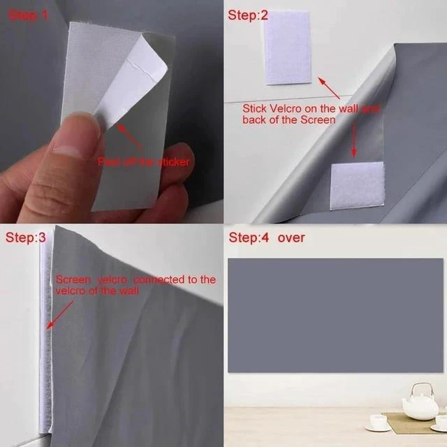 Alt view image 3 of 5 - Projector Screen Screen Portable Projector Screen Simple Curtain Anti-Light 16:9 Projector Screens for Home Outdoor Office Smart Home(60 inch)