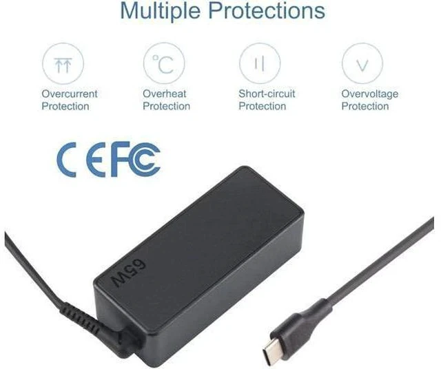 Alt view image 7 of 7 - Replacement 65w USB c Laptop Charger for ThinkPad/Chromebook/Yoga ThinkPad T480 T490 T580 E480 ADLX65YDC2A Power Supply for Laptop Charger