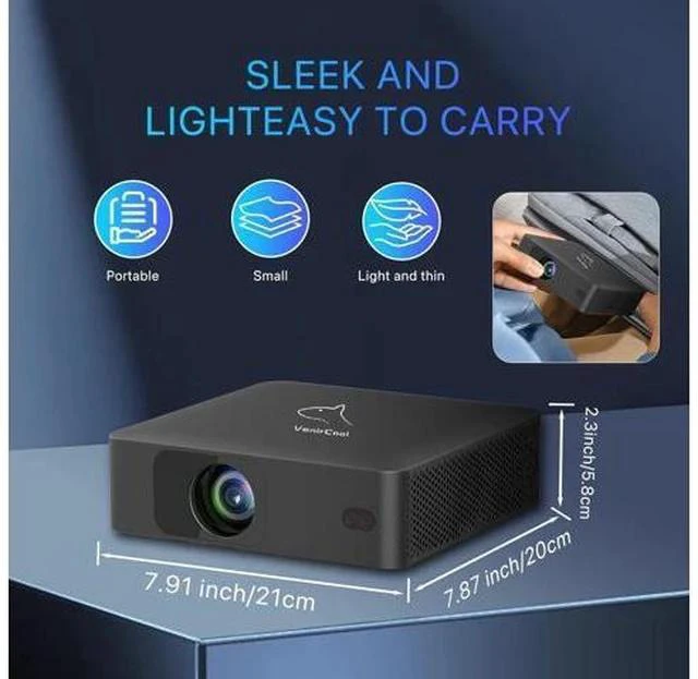 Alt view image 2 of 7 - N5 Lite Mini Projector Native 720P, 360° Rotation, Ultra Thin Portable with Adjustable Stand - 4K Decoding, WiFi & Bluetooth, Smart Mini Projector for Outdoor Movies - 4500 Lumens