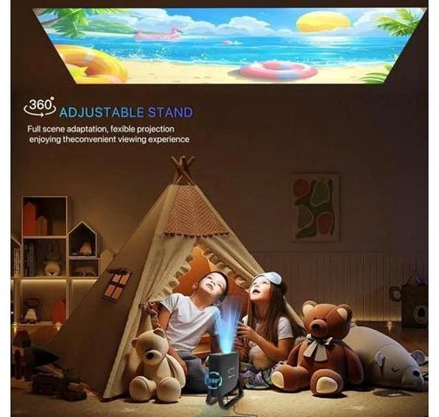 Alt view image 4 of 7 - N5 Lite Mini Projector Native 720P, 360° Rotation, Ultra Thin Portable with Adjustable Stand - 4K Decoding, WiFi & Bluetooth, Smart Mini Projector for Outdoor Movies - 4500 Lumens