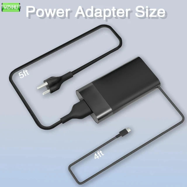 Alt view image 4 of 7 - 65W USB C Laptop Replacement Charger Compatible with HP Spectre x360 Envy Chromebook Elitebook x360 Pavilion Elite x2 Travel Type C Power Cord Ac Adapter
