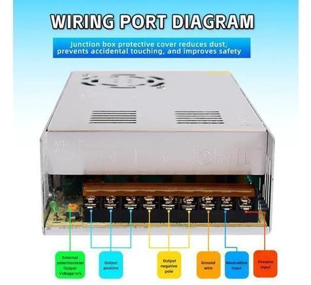 Alt view image 4 of 7 - 110V AC to 12V DC Transformer, 12V 500W 40A Switching Power Converter, Built-in Cooling Fan, with Various Power adapters.