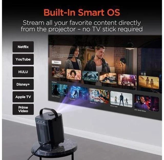 Alt view image 5 of 7 - HyperGear Mini Portable Projector with Wifi & Bluetooth, 5W Speaker, 30-200 Inch Picture, Movies, Games & Streaming, 1280 x 720p HD Resolution Brightness of 160 ANSI Lumens