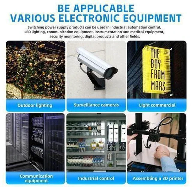 Alt view image 6 of 7 - 110V AC to 12V DC Transformer, 12V 500W 40A Switching Power Converter, Built-in Cooling Fan, with Various Power adapters.