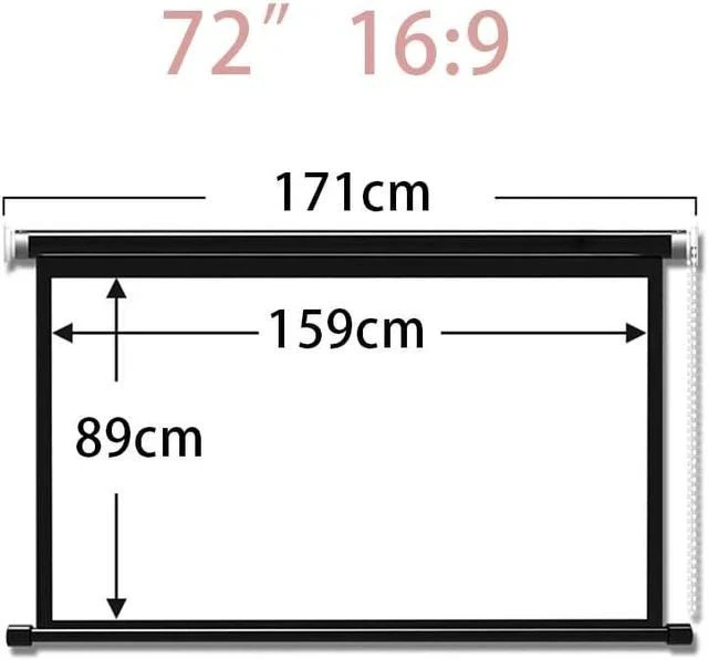 Alt view image 2 of 7 - Manual Projector Screen 60" 72" Portable Projection Screen 16:9 HD Wall Mounted Movie Projector Screen for Home Theater Office, Anti-Crease(72in16:9)