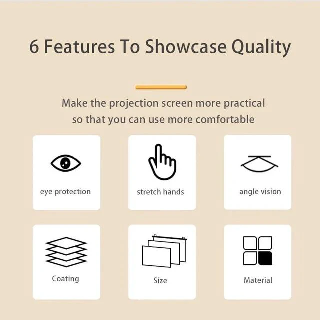 Alt view image 3 of 7 - Manual Projector Screen 60" 72" Portable Projection Screen 16:9 HD Wall Mounted Movie Projector Screen for Home Theater Office, Anti-Crease(72in16:9)
