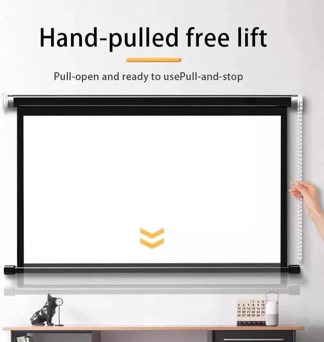 Alt view image 5 of 7 - Manual Projector Screen 60" 72" Portable Projection Screen 16:9 HD Wall Mounted Movie Projector Screen for Home Theater Office, Anti-Crease(72in16:9)