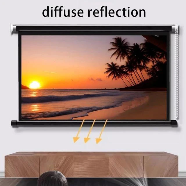 Alt view image 4 of 7 - Manual Projector Screen 60" 72" Portable Projection Screen 16:9 HD Wall Mounted Movie Projector Screen for Home Theater Office, Anti-Crease(72in16:9)