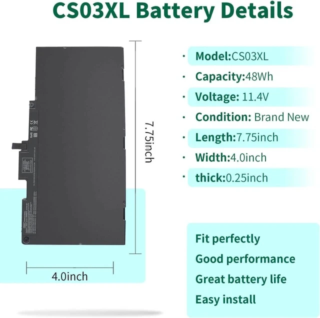 Alt view image 2 of 6 - DMKAOLLK CS03XL Laptop Battery for HP EliteBook 840 850 755 745 G3 G4 ZBook 15u G3 G4 Series 800513-001 800231-1C1 800513-001 CS03 CS03046XL HSTNN-IB6Y HSTNN-UB6S HSTNN-I33C-4