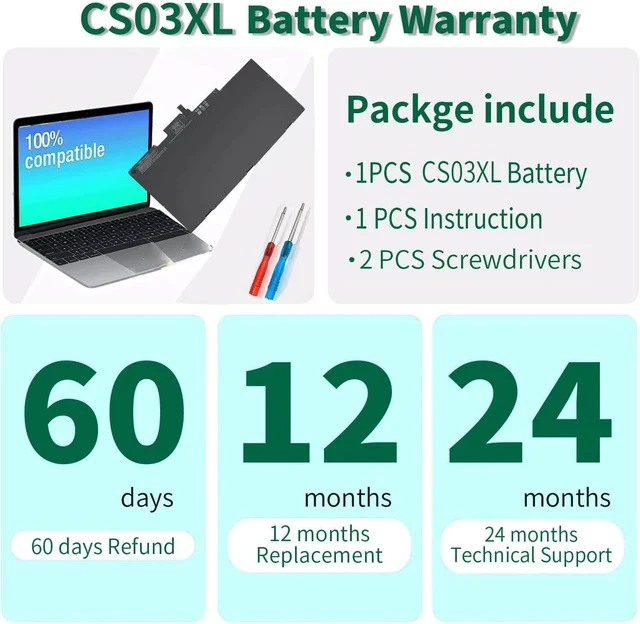 Alt view image 6 of 6 - DMKAOLLK CS03XL Laptop Battery for HP EliteBook 840 850 755 745 G3 G4 ZBook 15u G3 G4 Series 800513-001 800231-1C1 800513-001 CS03 CS03046XL HSTNN-IB6Y HSTNN-UB6S HSTNN-I33C-4
