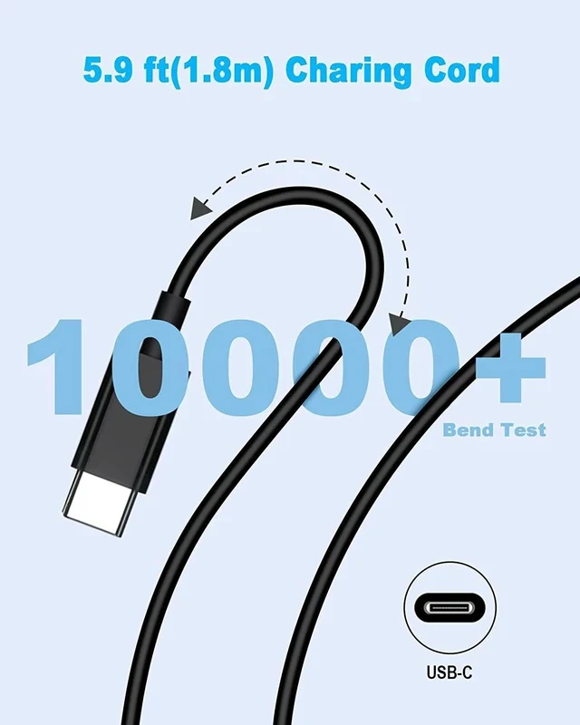 Alt view image 4 of 7 - 65W USB C Power Adapter Fiattigear Type C Power PD Wall Fast Charger Compatible with Mac Book Pro Latitude Matebook HP Spectre Chromebook and Any Laptops or Smart Phones1