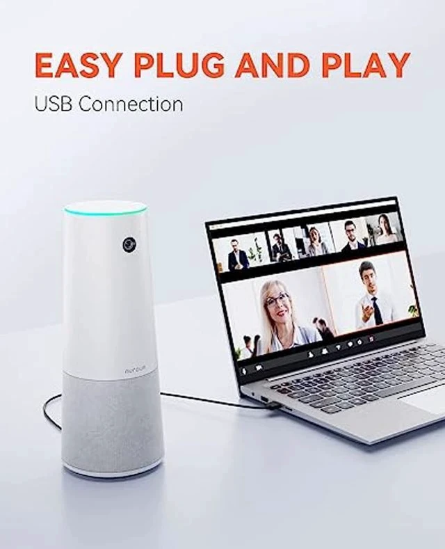 Alt view image 2 of 5 - NUROUM C20 HD 1080P Conference Webcam, Video Conference Camera with Mic and Speaker, All-in-1 Ultra Wide-Angle 100deg Webcam with Microphone, 13ft Voice Pickup, AI Noise-Cancellation, USB Plug&Play