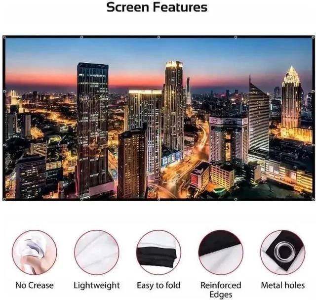 Alt view image 5 of 7 - Projector Screen Screen 60 72 84 100 120 150 Inch Projector Screen 16:9 HD Portable Home Cinema for Indoor Outdoor Projection Smart Home(150 inch)