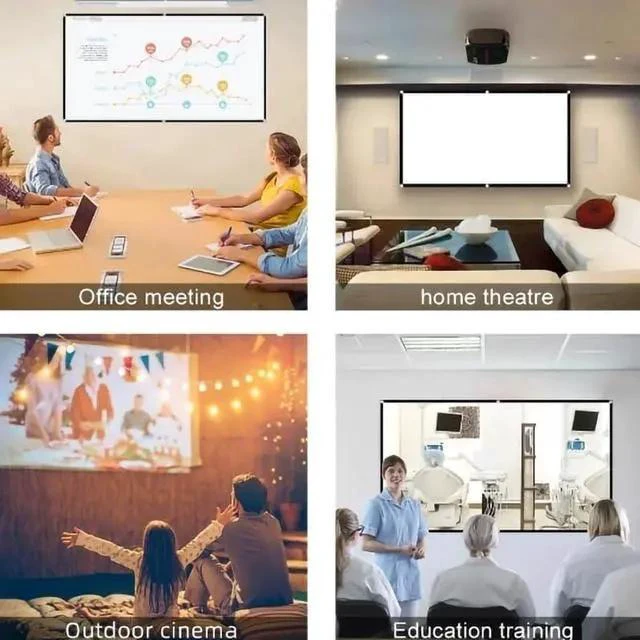 Alt view image 4 of 7 - Projector Screen Screen 60 72 84 100 120 150 Inch Projector Screen 16:9 HD Portable Home Cinema for Indoor Outdoor Projection Smart Home(150 inch)