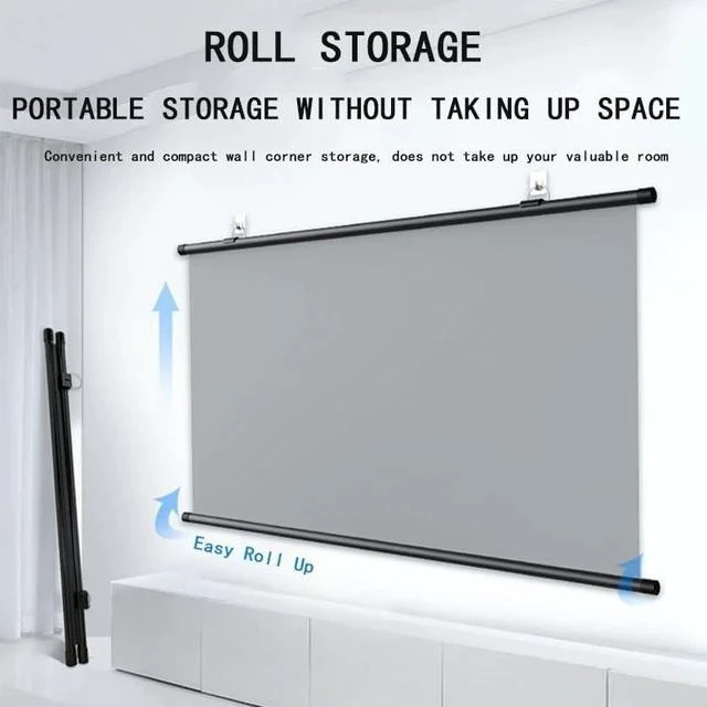 Alt view image 2 of 6 - Outdoor Projection Screen 60" 72" 16:9 Portable Projector Screen Manual Pull Down Projector Movies Screen for Family, Home Theater(72in/16:9)