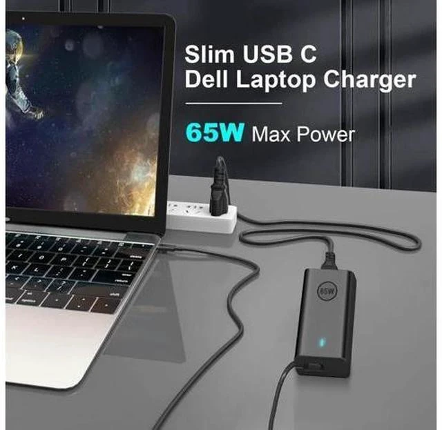 Alt view image 2 of 6 - 65W USB C Laptop Charger for XPS and Latitude 5000 5420 5520 65W Laptop Charger Type C