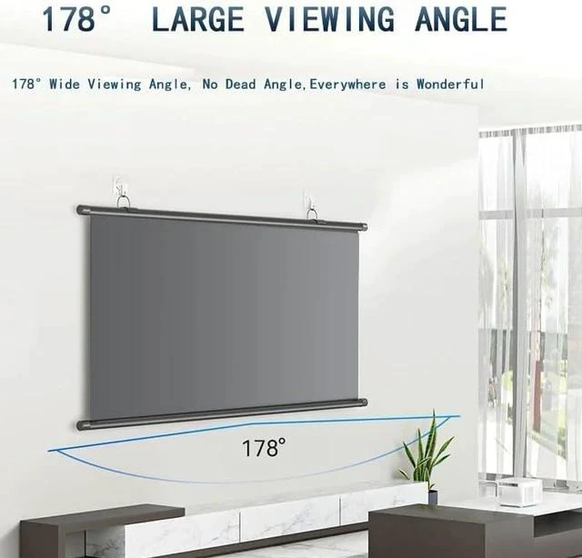Alt view image 4 of 6 - Outdoor Projection Screen 60" 72" 16:9 Portable Projector Screen Manual Pull Down Projector Movies Screen for Family, Home Theater(72in/16:9)