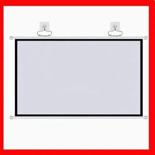 Alt view image 2 of 7 - Drop Down Projector Screen Wall Mount Projector Screen Foldable Design 60 Inch Portable Anti-Crease Projection Screen for Movie Home Theater