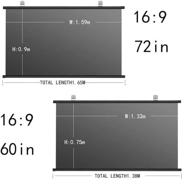Alt view image 6 of 6 - Outdoor Projection Screen 60" 72" 16:9 Portable Projector Screen Manual Pull Down Projector Movies Screen for Family, Home Theater(72in/16:9)