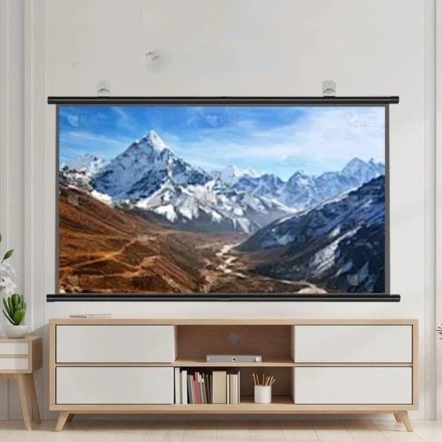 Alt view image 3 of 6 - Outdoor Projection Screen 60" 72" 16:9 Portable Projector Screen Manual Pull Down Projector Movies Screen for Family, Home Theater(72in/16:9)
