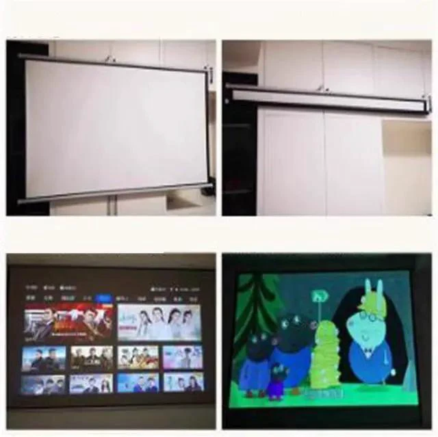 Alt view image 6 of 7 - Drop Down Projector Screen Wall Mount Projector Screen Foldable Design 60 Inch Portable Anti-Crease Projection Screen for Movie Home Theater