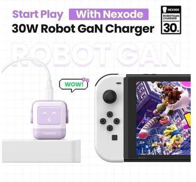 Alt view image 2 of 7 - UGREEN RG 30W USB C Charger, Nexode Robot GaN Fast Charger Block, Compact Wall Charger Power Adapter for iPhone 15 Pro Max/14/13, Galaxy S23 Ultra, Pixel 7 Pro, MacBook Air, iPad Pro (Purple)